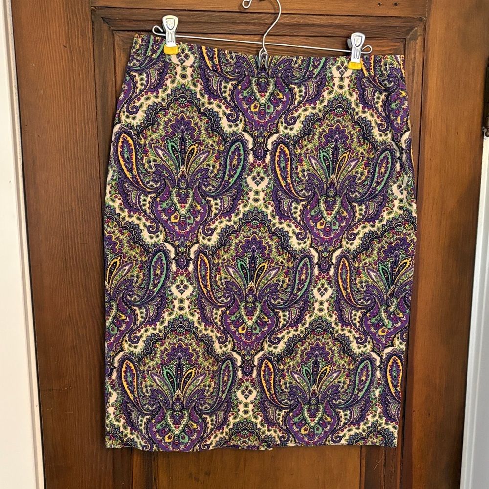 Purple Paisley Print Pencil Skirt - Women